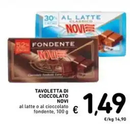 Spazio Conad Tavoletta di cioccolato NOVI al latte o al cioccolato fondente offerta