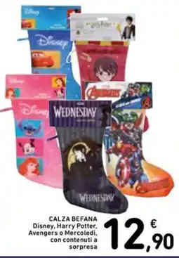 Spazio Conad CALZA BEFANA Disney, Harry Potter, Avengers o Mercoledì, con contenuti a sorpresa offerta