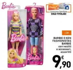 Spazio Conad Barbie o ken fashionistas BARBIE con vestiti e accessori, assortiti offerta