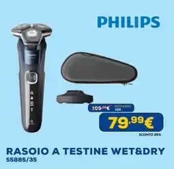 Euronics PHILIPS RASOIO A TESTINE WET&DRY S5885/35 offerta