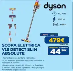 Euronics dyson SCOPA ELETTRICA V12 DETECT SLIM ABSOLUTE offerta