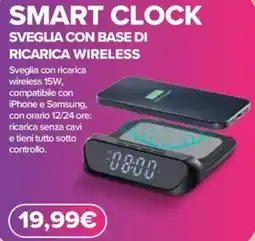 Euronics Cellularline smart clock sveglia con base di ricarica wireless offerta
