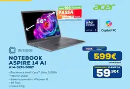 Euronics acer NOTEBOOK ASPIRE 14 AI A14-52M-5067 offerta