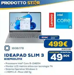 Euronics Lenovo IDEAPAD SLIM 3 83EM00J7IX offerta