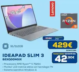 Euronics Lenovo IDEAPAD SLIM 3 82XQ00NGIX offerta