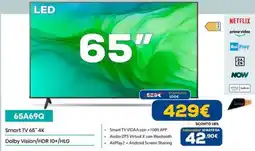 Euronics Hisense 65A69Q Smart TV 65" 4K Dolby Vision/HDR 10+/HLG offerta
