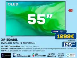 Euronics SONY XR-55A80L BRAVIA OLED TV Ultra HD 4K 55" (139 cm) offerta
