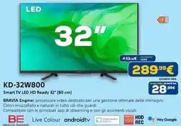 Euronics SONY KD-32W800 Smart TV LED HD Ready 32" (80 cm) offerta