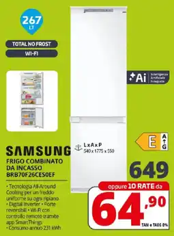 Comet SAMSUNG FRIGO COMBINATO DA INCASSO BRB70F26CES0EF offerta