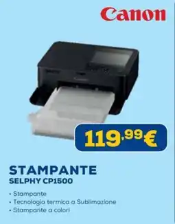 Euronics Canon STAMPANTE SELPHY CP1500 offerta