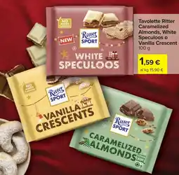 Carrefour Tavolette Ritter Caramelized Almonds, White Speculoos o Vanilla Crescent offerta