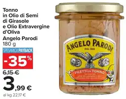 Carrefour Tonno in Olio di Semi di Girasole e Olio Extravergine d'Oliva Angelo Parodi offerta