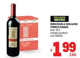 Metro Nero d'avola sicilia doc TERRE DI ZAGARA offerta