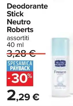 Carrefour Deodorante Stick Neutro Roberts offerta