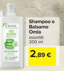 Carrefour Shampoo o Balsamo Omia offerta