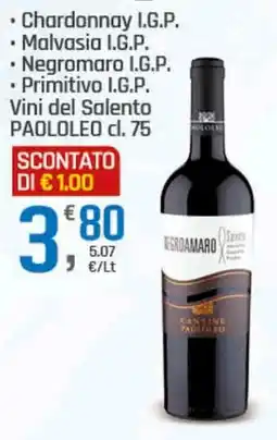Supermercati Dok Vini del Salento PAOLOLEO offerta