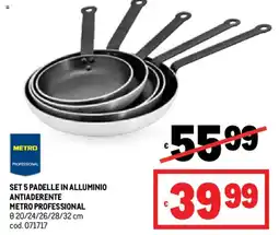 Metro Set 5 padelle in alluminio antiaderente METRO PROFESSIONAL offerta
