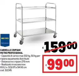 Metro Carrello 3 ripiani METRO PROFESSIONAL offerta