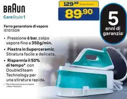 Euronics BRAUN Ferro generatore di vapore IS1013GR offerta