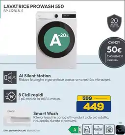 Euronics CANDY LAVATRICE PROWASH 550 BP 412BL8-S offerta