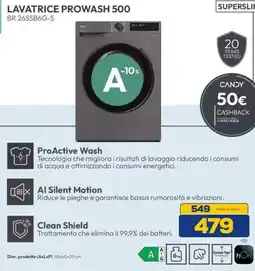 Euronics CANDY LAVATRICE PROWASH 500 BR 26SSB6G-S offerta