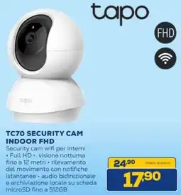 Euronics tapo TC70 SECURITY CAM INDOOR FHD offerta