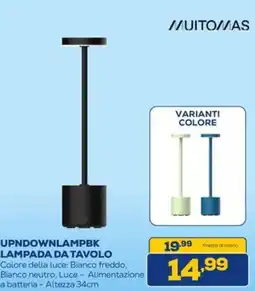 Euronics MUITOMAS UPNDOWNLAMPBK LAMPADA DA TAVOLO offerta