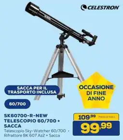 Euronics CELESTRON SK60700-R-NEW TELESCOPIO 60/700 + SACCA offerta
