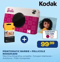 Euronics Kodak PRINTOMATIC BARBIE + PELLICOLE RODZ2X320 offerta