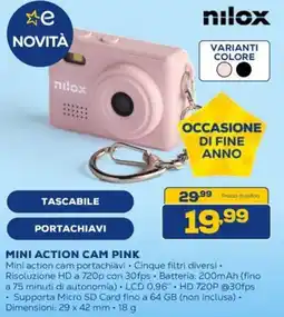 Euronics Nilox mini action cam pink offerta
