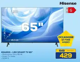 Euronics Hisense 65A69Q - LED SMART TV 65" offerta