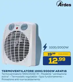 Euronics Ardes TERMOVENTILATORE 1000/2000W AR4F16 offerta