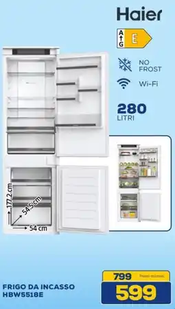 Euronics Haier FRIGO DA INCASSO HBW5518E offerta