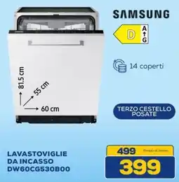 Euronics SAMSUNG LAVASTOVIGLIE DA INCASSO DW60CG530B00 offerta