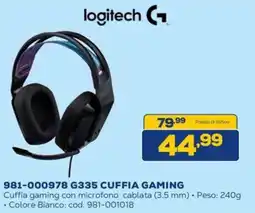 Euronics logitech 981-000978 G335 CUFFIA GAMING offerta