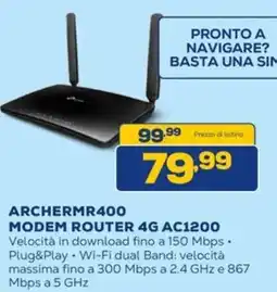 Euronics tp-link ARCHERMR400 MODEM ROUTER 4G AC1200 offerta