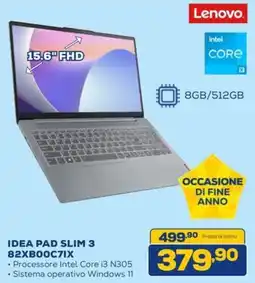 Euronics Lenovo IDEA PAD SLIM 3 82XB00C7IX offerta