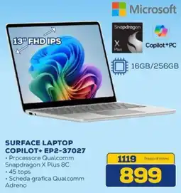 Euronics Microsoft SURFACE LAPTOP COPILOT+ EP2-37027 offerta