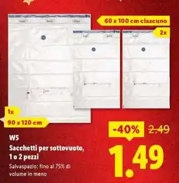 Lidl W5 Sacchetti per sottovuoto, 1 o 2 pezzi offerta