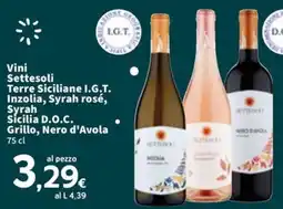 Sigma Vini Settesoli Terre Siciliane I.G.T. Inzolia, Syrah rosé, Syrah Sicilia D.O.C. Grillo, Nero d'Avola offerta