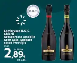 Sigma Lambrusco D.O.C. Chiarli Grasparossa amabile Gran Gala, Sorbara secco Prestigio offerta