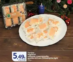 Sigma Tartine Vogliazzi salmone e mazzancolle, gamberetti con Philadelphia light offerta