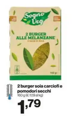 In'S Mercato Sogno Veg 2 burger soia carciofi e pomodori secchi offerta