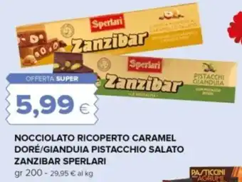 Nocciolato ricoperto caramel doré/gianduia pistacchio salato ZANZIBAR SPERLARI