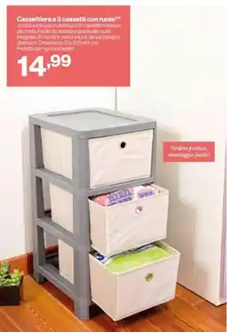 In'S Mercato Cassettiera a 3 cassetti con ruote offerta