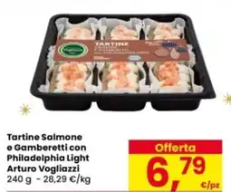 Eurospar Tartine Salmone e Gamberetti con Philadelphia Light Arturo Vogliazzi offerta