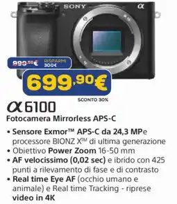 Euronics SONY 6100 Fotocamera Mirrorless APS-C offerta