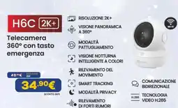 Euronics EZVIZ H6C 2K+ Telecamera 360° con tasto emergenza offerta