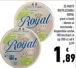 Conad 25 piatti riutilizzabili ROYAL offerta