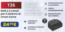 Euronics EZVIZ T36 Relè a 2 canali per il sistema di smart home offerta